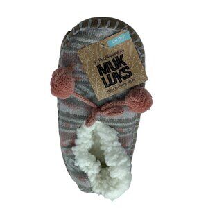MUK LUKS Pom Ballerina Style SLIPPERS Faux Fur Lined Women Size‎ S/M 5-7 NWT